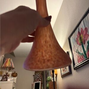 MCM Frosted Amber Glass Vase 13” Art Glass w Chip Mid Century Decor